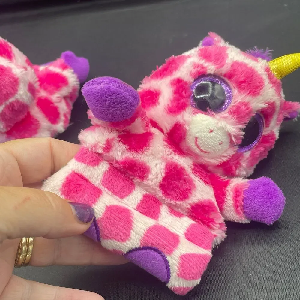 2 Ty Beanie Boos Peek-A-Boos Uni the Pink Unicorn Phone Holders Plush Twins